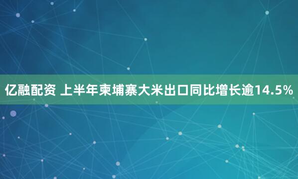 亿融配资 上半年柬埔寨大米出口同比增长逾14.5%