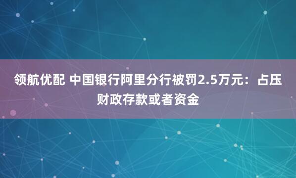 领航优配 中国银行阿里分行被罚2.5万元：占压财政存款或者资金