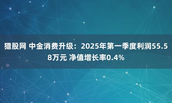 猎股网 中金消费升级：2025年第一季度利润55.58万元 净值增长率0.4%