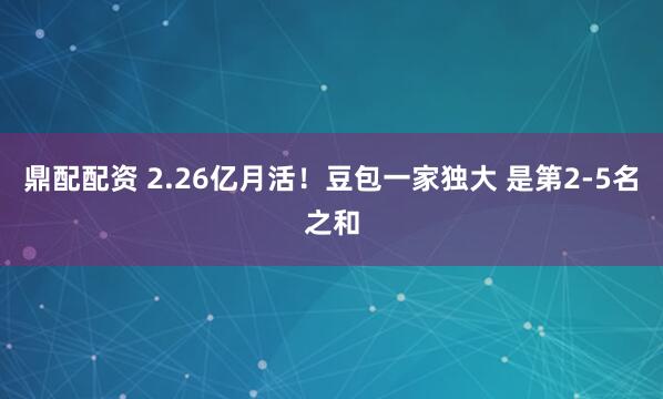 鼎配配资 2.26亿月活！豆包一家独大 是第2-5名之和